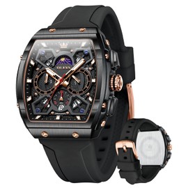 OLEVS Mens Watches Chronograph Luxury Dress Silicone Strap Waterproof Luminous Multifunction Watch for Men Business Casual Male Wristwatch