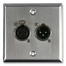 PRO SIGNAL AV Wall Plate – 1 x 3-Pin Male & Female XLR, Stainless Steel Multimedia Wallplate – PSG08157