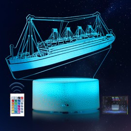 DABAORRY Cool Night Light 3D TitanicNight Light Creative Lamp with 16 Colors Changing Ship Model Gifts Room Decor for Boys Girls Birthday Christmas