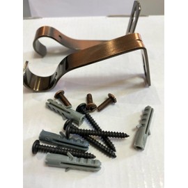 Curtain Pole Bracket Metal 19mm Copper Heavy Duty Rod Wall Brackets Holder Metal Curtain Rod Brackets Set with Screws for Poles Set of 2.