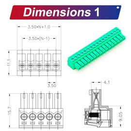 Tcenofoxy 3.5mm 2/3/4/5/6/7/8/9/10/11/12/13/14/15/16/18/20/24 Pin Phoenix Connector PCB Screw Terminal Block Connector (2Pcs 3.5M-16Pin)