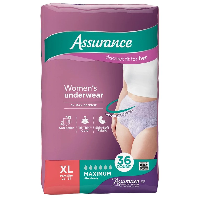 Assurance Women's Incontinence Underwear, XL , Maximum Absorbency (36 Count)