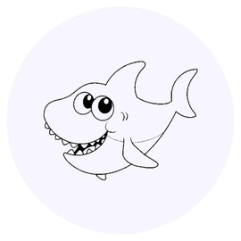24 x 40mm Round 'Cute Cartoon Shark' Stickers (SK00066725)
