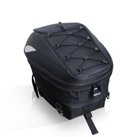 MZS Motorcycle Tail Bag, 38L Expandable Dual Use Helmet Bag Luggage Storage Backpack with Waterproof Rain Cover - Multifunctional Motorbike Rear Seat Bag Accessories