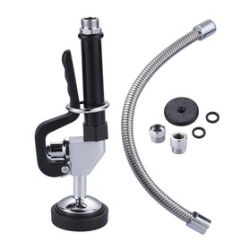 iVIGA Pre Rinse Spray Valve with 18.5" Flexible Stainless Steel Hose, 1.42 GPM High Pressure Commercial Sink Sprayer Nozzle with Pre-rinse Sprayer Hose, Black 7/8"-20UNEF Handle Assembly