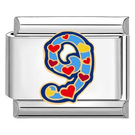 Quiges 9 mm Italian Style Charm Model Stainless Steel Number 9 for Italy Charm Bracelets, Stainless Steel, No Gemstone
