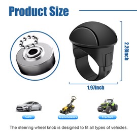 Steering Wheel Spinner Knob, Adjustable Car Steering Wheel Knob Spinner, Non-Slip Steering Wheel Aids Power Handles, Auto Universal Accessories for Cars, Trucks, Tractors (Black)