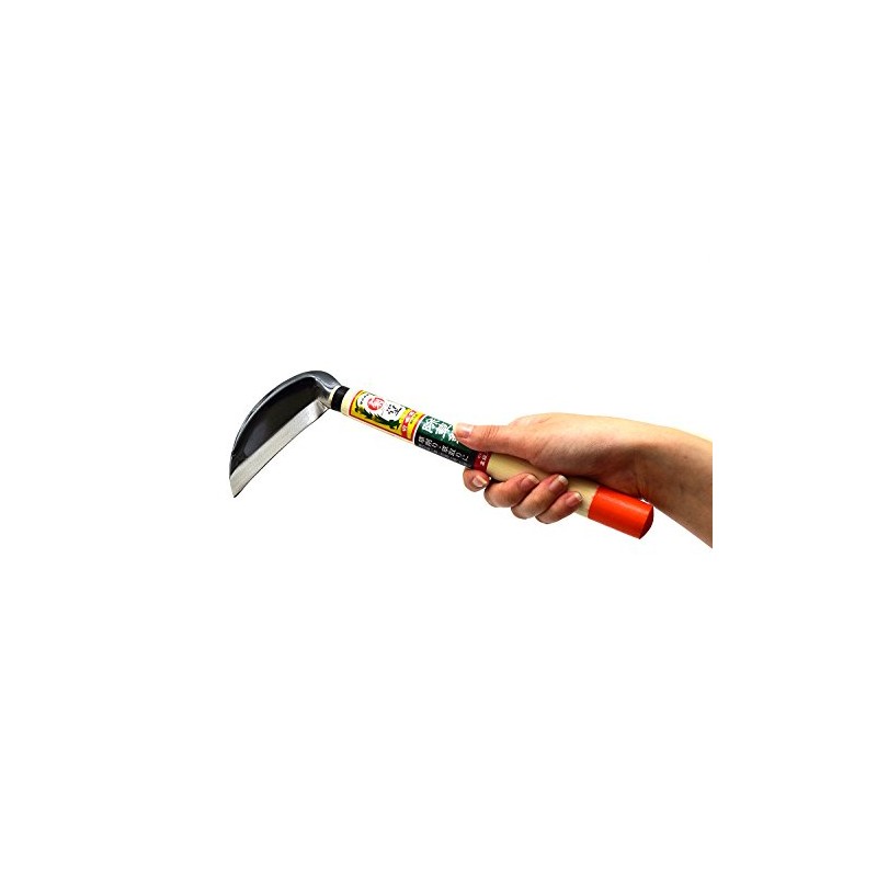 Takagi Kikudo Small Sickle with Steel, Orange Handle, 4.7 inches