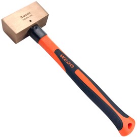 WEDO Copper Sledge Hammer 4.5lb, Strike Drilling Hammer with Fiberglass Handle, Club hammer, Crack Hammer, Double Face Copper Hammer, Die-Forged, Corrosion Resistant, 16" Length