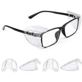 Trifletopia 2 Pairs Glasses Side Shields - Safety Eye Tool for Eyewear Protection - Slip-On Side Shield for Small to Medium Frames - Reusable Eyeglass Side Guard (Clear)