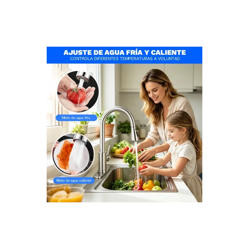 Grifo Mezclador De Cocina Monomando Extraíble De Acero Inox