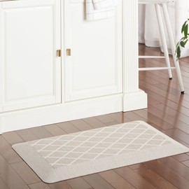 Martha Stewart Miles Modern Diamond Anti-Fatigue Air-Infused Kitchen Mat, Beige, 19.6"x32"