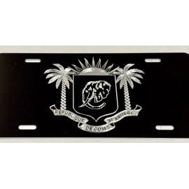 Diamond Etched Products Ivory Coast Coat Of Arms License Plate Diamond Etched Engraved Black Car Tag