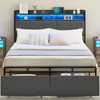 Full Size Bed Frame with Storage Headboard Led Lights Charging