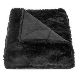 HiEnd Accents Arctic Bear Faux Mink Fur Oversized Throw, 50x80 inch, Black Solid Color, Soft Cozy Fluffy Fuzzy Warm Luxury Blanket