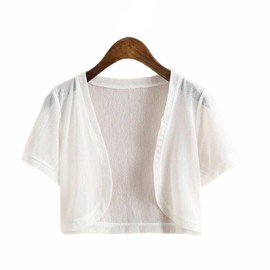 Cardigan, Short Sleeve, Women's Bolero, Short Sleeve Cardigan, Summer Knit, V Neck, Thin, Sheer, Short Length, Knit Cardigan, UV Protection, Cooling Protection, Sun Protection, Stylish, Natural,