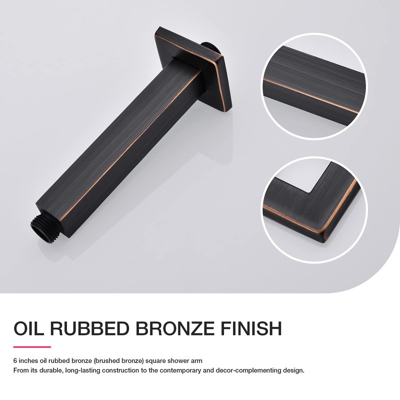 Brushed Bronze Ceiling Mounted Shower Arm with Flange 6 Inch