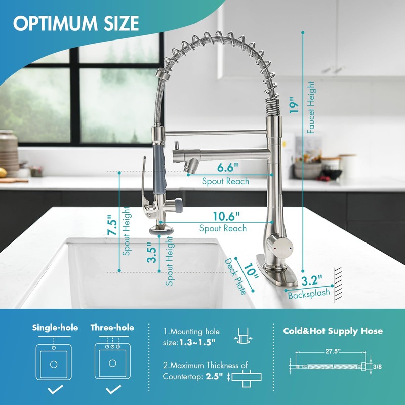 GIMILI Kitchen Faucet with Pull Down Sprayer Single Handle High