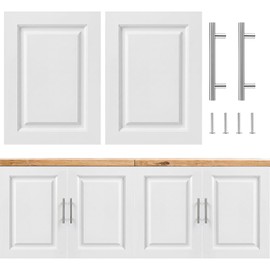 Memorywuu 2 Pcs Built-in Cabinet Doors with Silver Handles 16.25 W x 22.5 H White Kitchen Cabinet Door Replacement for Kitchen, Living Room, Bedroom, Bathroom