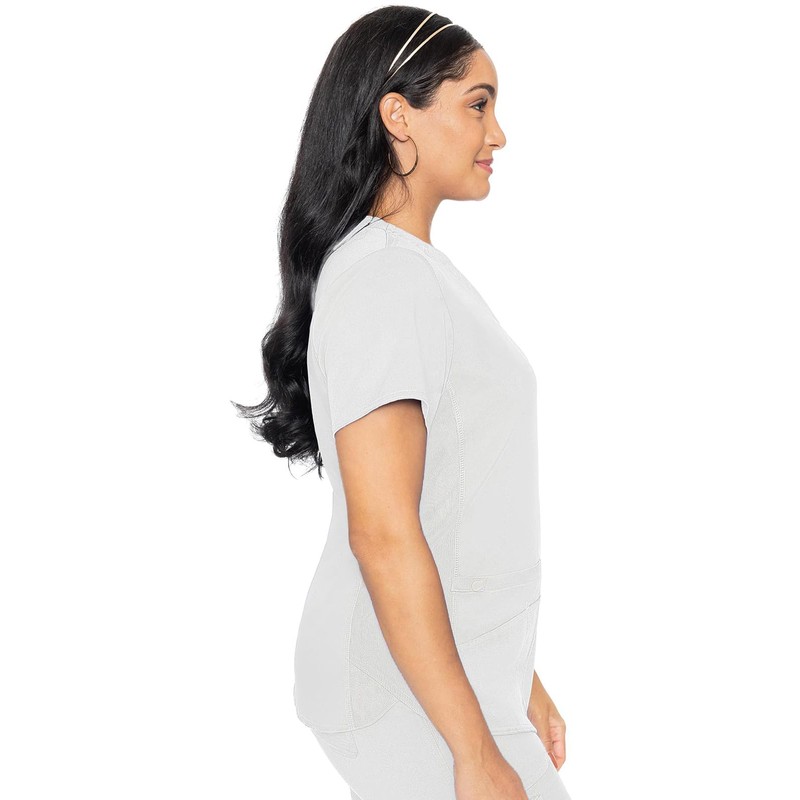 Med Couture V-Neck Scrub Top for Women with 4 Pockets,