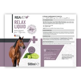 ReaVET Relax Liquid for Horses 500 ml - Secondary to Soothe with Valerian, Melissa & Lavender I Relaxed & Balanced Horse Life