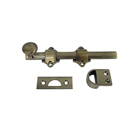 QCAA Solid Brass Dutch Door Bolt, 6", Antique Brass, 1 Pack, Made in Taiwan