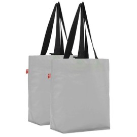 BikeZac 2.0 by Cobags | Bicycle Bag Clip-On Shopping Bag | Bicycle Shopping Bag | Pannier Rack Bag | Shopping Trolley Bag | Reusable | Recycling Bag (Cobags Simply Grey 2X)