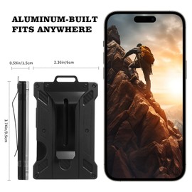 WSJSKMWQ ID Badge Holder, Slim Aluminum Alloy Card Sleeve with RFID Blocking, Metal Money Clip, Holds 15 Cards – for Work, Police, Outdoor (Black)