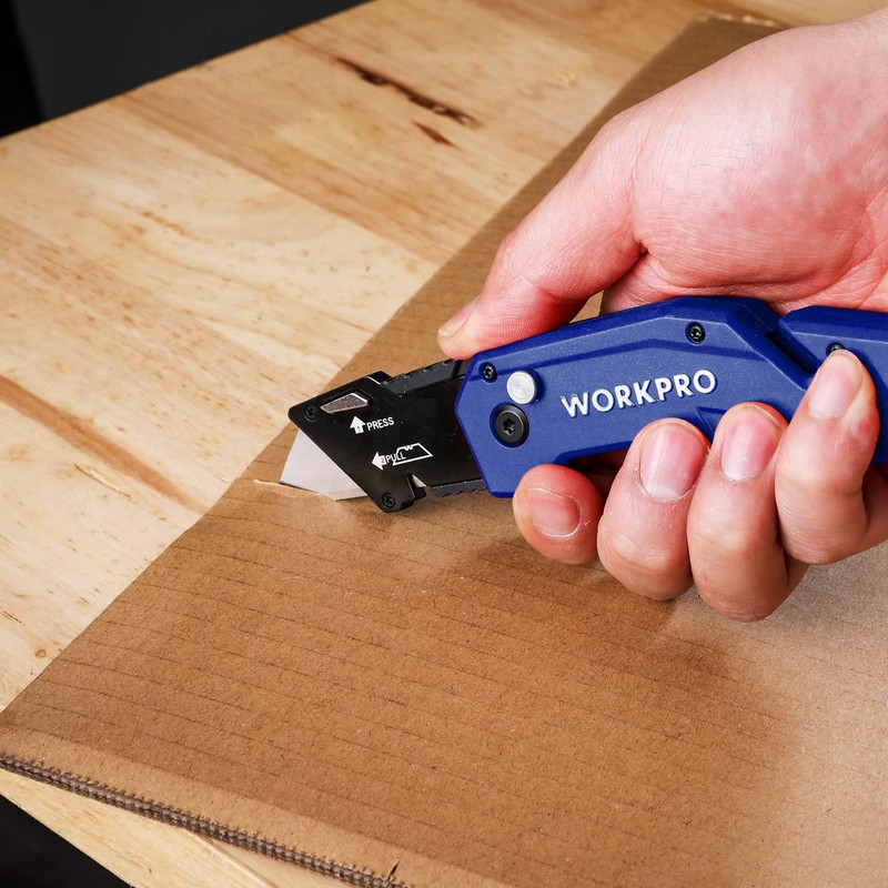WORKPRO Folding Utility Knife, Box Cutter with Belt Clip, Quick-Change