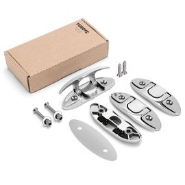 YUSOVE 4-1/2" Flip-up Dock Cleat Boat Cleat New Upgrade Marine Folding Cleat 316 Stainless Steel Folding Cleats for Boats,with Back Plate with Installation Accessories Fastener,Pack of 4