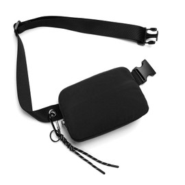 WIWODADI Belt Bag for Women Men, Fashion Fanny Pack Waist Bag with Adjustable Straps and Keychains Crossbody Fanny Packs for Yoga Running Workout, Black