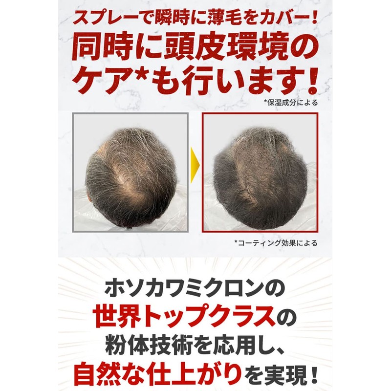 すぐに薄毛・白髪が隠せる ホソカワミクロン ナノインパクト ハイブリッドスプレー ブラック 100g 増毛スプレー ボリュームアップ 頭皮ケア 薄毛対策