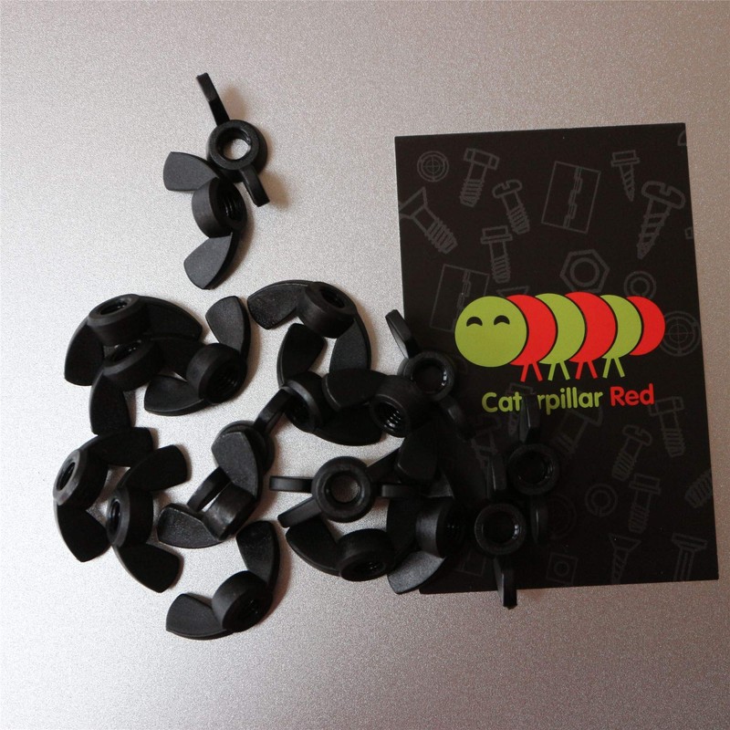 20 x Black Acrylic M6 Wing Nuts Plastic Screws