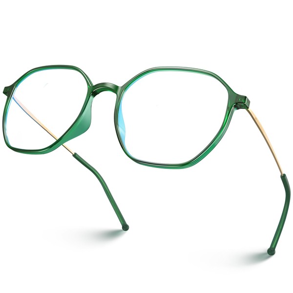VISOONE TR90 - anteojos ligeras con luz azul sin receta para mujeres y hombres, RANE, Verde albahaca, Medium