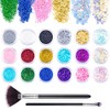 MELLIEX 18Pcs Nail Glitter Powder, Nail Art Sequins Holographic Glitters,