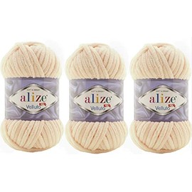Alize Velluto Baby Blanket Yarn 100% Micro Polyester 3 Pack 225 Metres 3 x 100g Yarn Weight Super Bulky 6 (310 Honey)