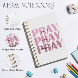 WFSM Prayer Journal, Pink Preppy Notebook - Pray on It Pray over It Pray Through It, Christian Gifts Journal, Daily Prayer Journal, Christian Journal, Christian Notebook for Women, 5.5x8.3 Inches