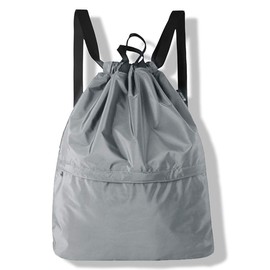 Botta Design Drawstring Bags with Zipper Pocket, Waterproof Drawstring Backpack for Women and Men 15.7" x 17.7"