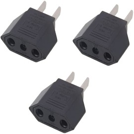 GRLRCR EU Europe to US USA America Travel Plug Adapter AC Outlet Power Converter Black 3 Pack