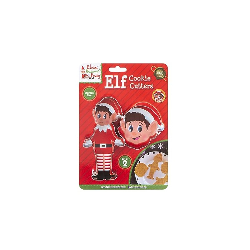Elf Cookie Cutters Set of 2 Re-usable Stainless Steel Novelty