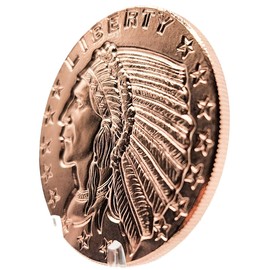 1oz .999 Fine Copper Round Size: 39mm Incuse Indian Head with Capsule
