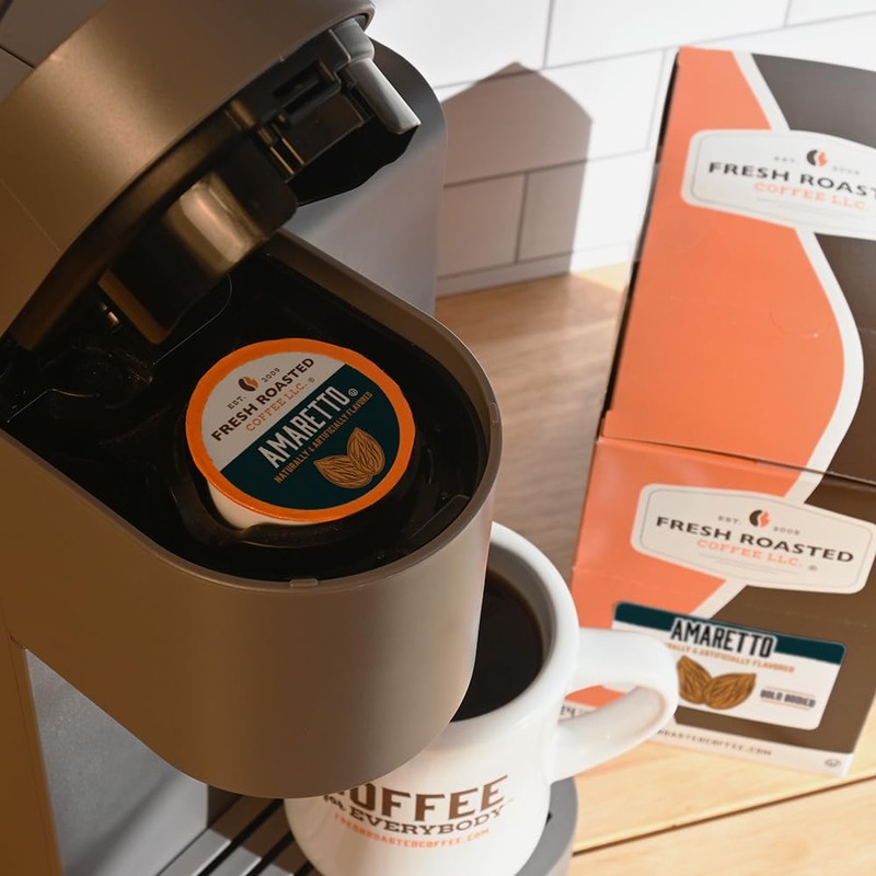 Fresh Roasted Coffee, Amaretto, Flavored Coffee Pods, 72 Count