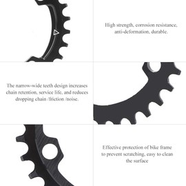 Keenso Mountain Bike Chainring, Bicycle 4 mm Aluminium Alloy Round Chainrings 32T 34T 36T 96BCD Chainring for Mountain Bike (34T)