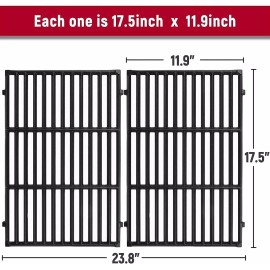 For Weber, for Weber Spirit 300 Series 7638 17.5 Inch Cast Iron Grill Grates for Weber Spirit I & II 300, E-310 E-330