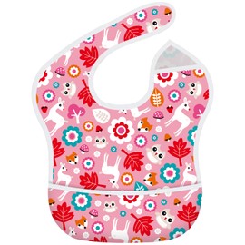 CUXFLS Mess Proof Baby Bibs, Waterproof Baby Apron for Boy and Girl, Kids Essentials for Travel Baby Bibs for Eating, Feeding Bibs Age:0-3 Years Old (Pink Animals)