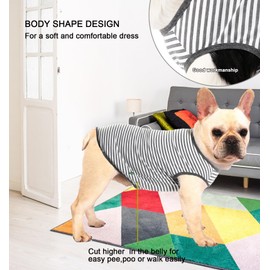 Sychien Dog Combed Cotton Tee Shirts,Soft Breathable Sun Protection Small Puppy T-Shirt for Boy Girl Dogs,2 Pack Grey White Striped S