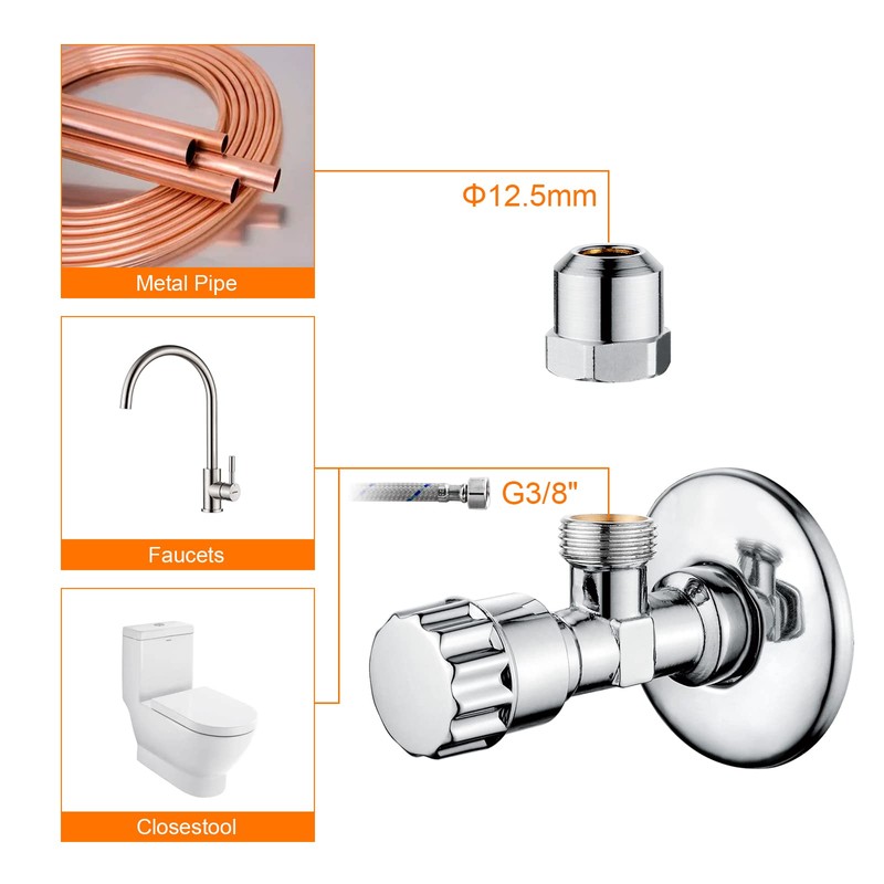 Ibergrif Angle Valve 1/2 Inch Wall Connection, 3/8 Inch Hose