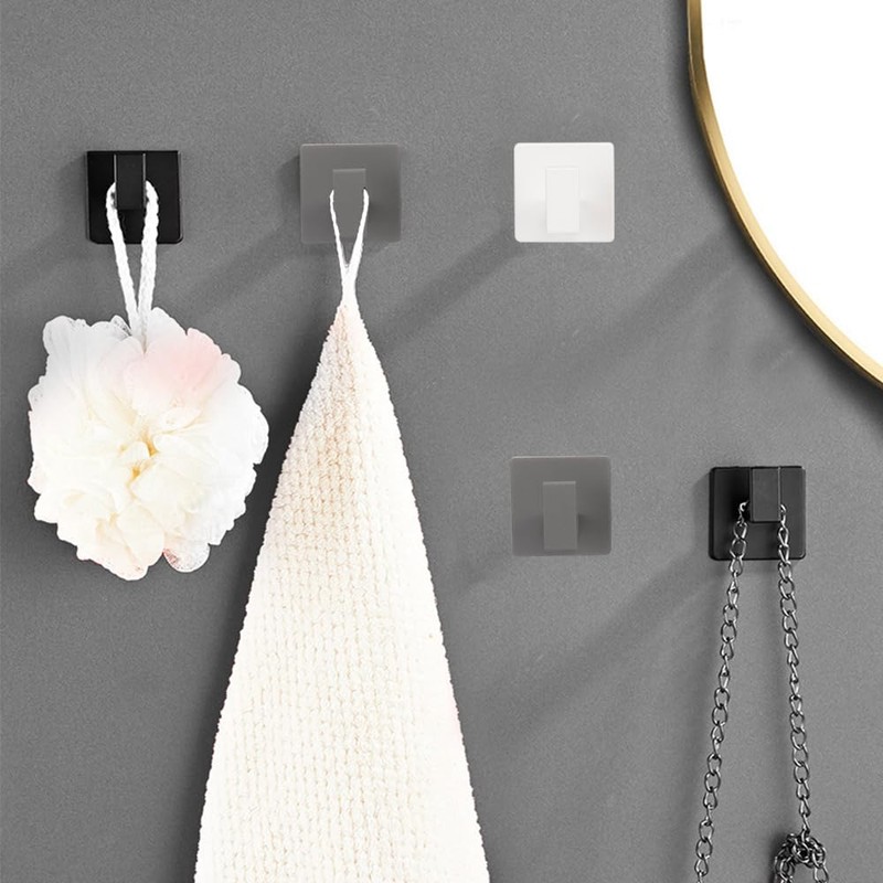 Vanloory Bath Towel Hooks, 6 Pack Self Adhesive Square Coat