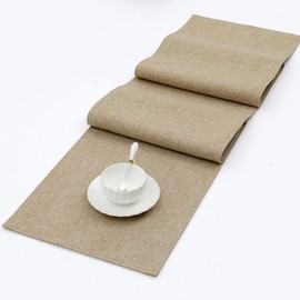 SHACOS Table Runners 12.5x72 inch Washable Kitchen Dining Table Runner Heat Resistant Cloth Linen Table Runners Double Layer Water Absorbent, Beige