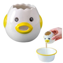 Egg Separator, Egg Yolk Separator, Egg White Separator, Ceramic, Chicken Shape, Yolk Remover, Can Be Separated Cleanly, Hand Wash and Dishwasher Safe, Egg White Separator, Cute, Fun, Practical